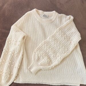 Madewell Cream Textured Knit Sweater